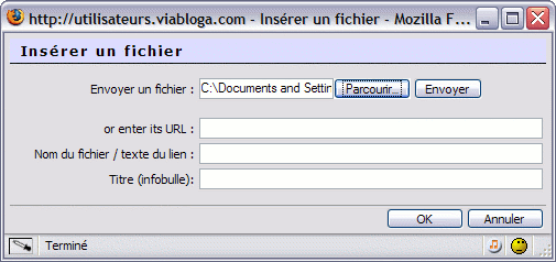 fichier sélectionné, a envoyer sur le serveur