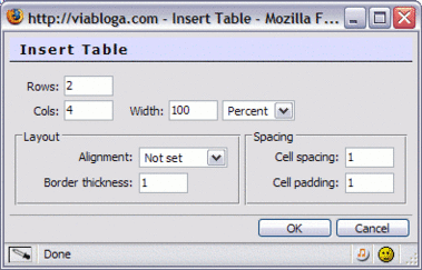 boite de dialogue tableau